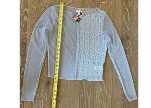 Lace Baby Blue Selfie Brand Top, Women's Size Medium